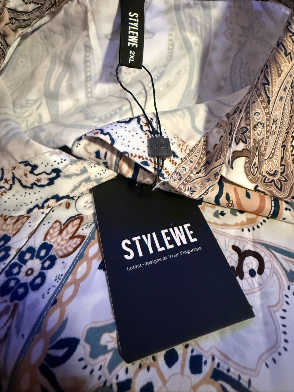 NWT StyleWe Paisley Print Puff Sleeve Boho Blouse 2XL - Picture 5 of 6